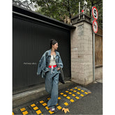 Vintage High Waist Straight Plus Size Denim Pants